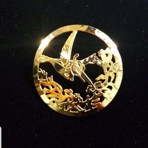 Pocahontas' Flit Hummingbird in Honeysuckle Gold Tone Brooch by Napier (1995)